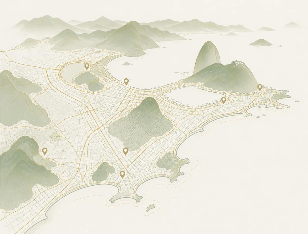 Ilustração estilizada do mapa do Rio de Janeiro